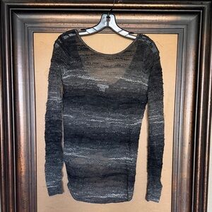Helmut Lang Black and Gray Textured Knit Top